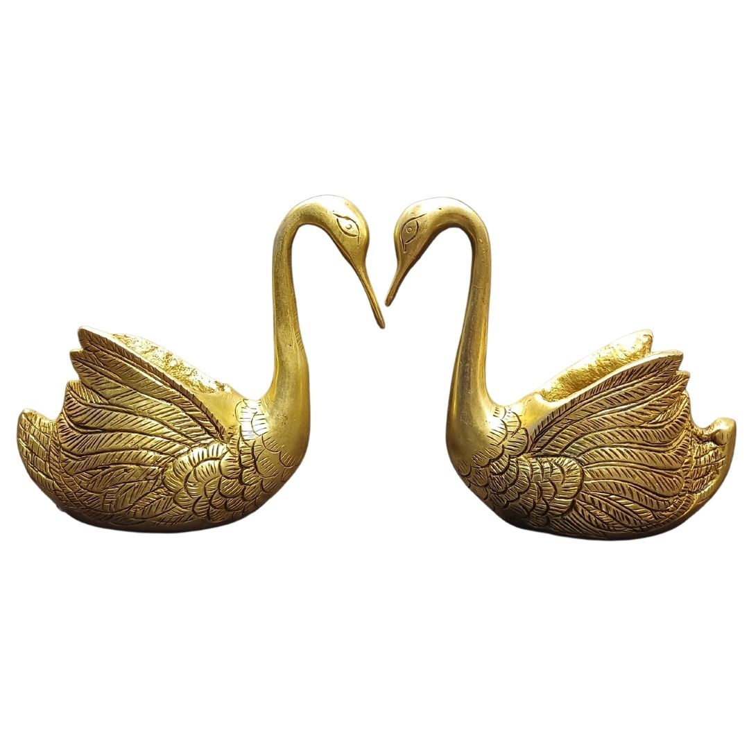 Tamas Brass Swan Home Interior Decor Item Statue/Idol (Golden) (5 Inches)