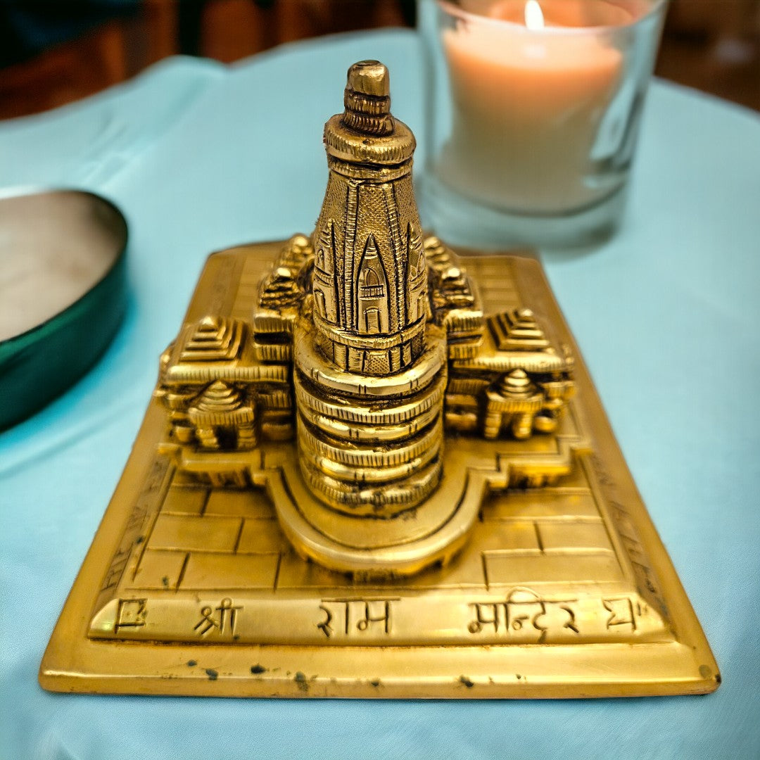 Brass Ayodhya Prabhu Shri Ram Mandir (4.5 Inch) (Golden)