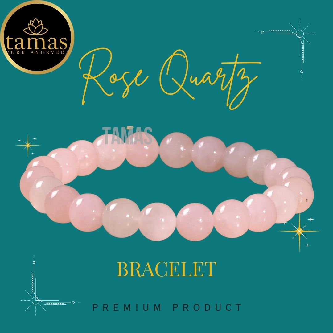 Tamas Rose Quartz Healing Crystal Gemstone Stretchable Bracelet