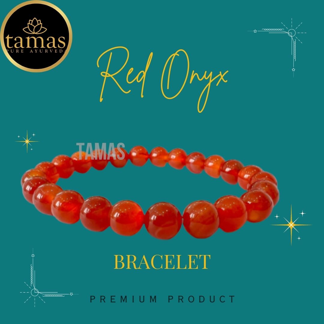 Tamas Red Onyx Healing Crystal Gemstone Stretchable Bracelet