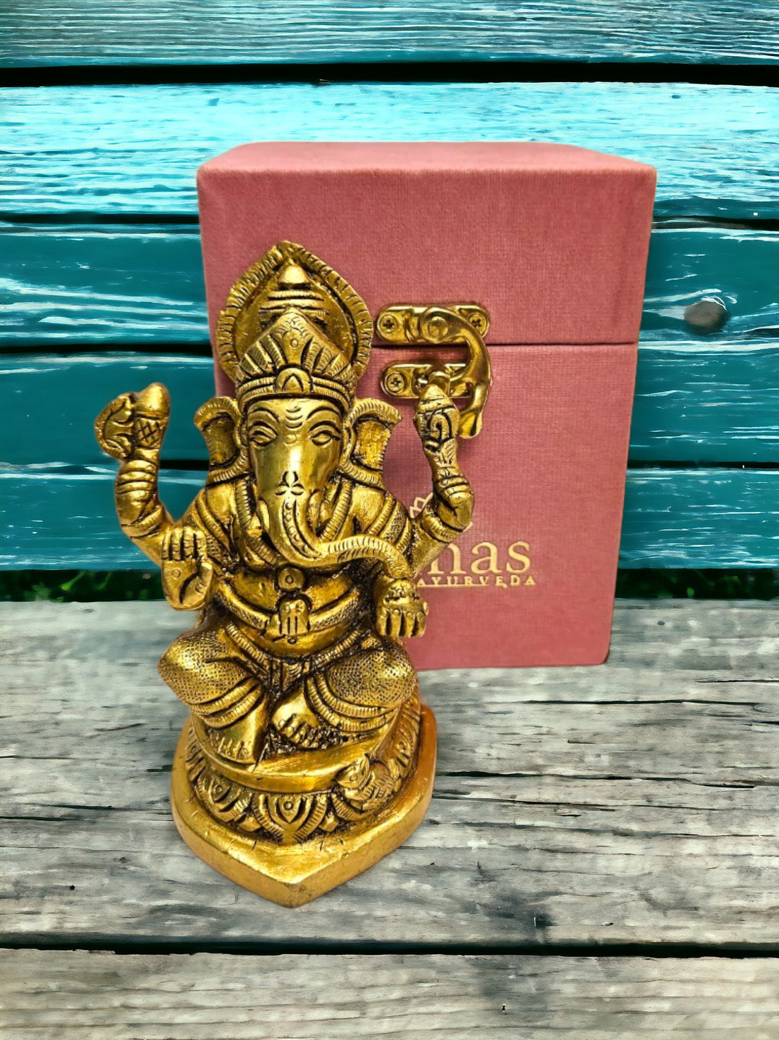 Tamas Brass Handmade Ganesh Statue for Good Luck, Success and Prosperity (Golden) Height 4 inches | Free Luxury  Gift Box