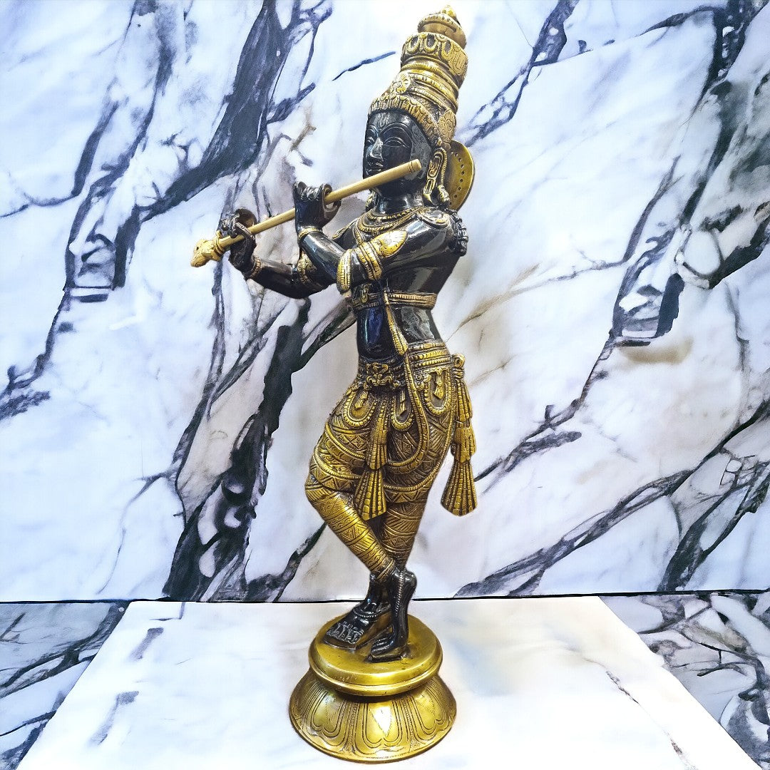 Tamas Brass Black Krishna Statue (26 Inch)