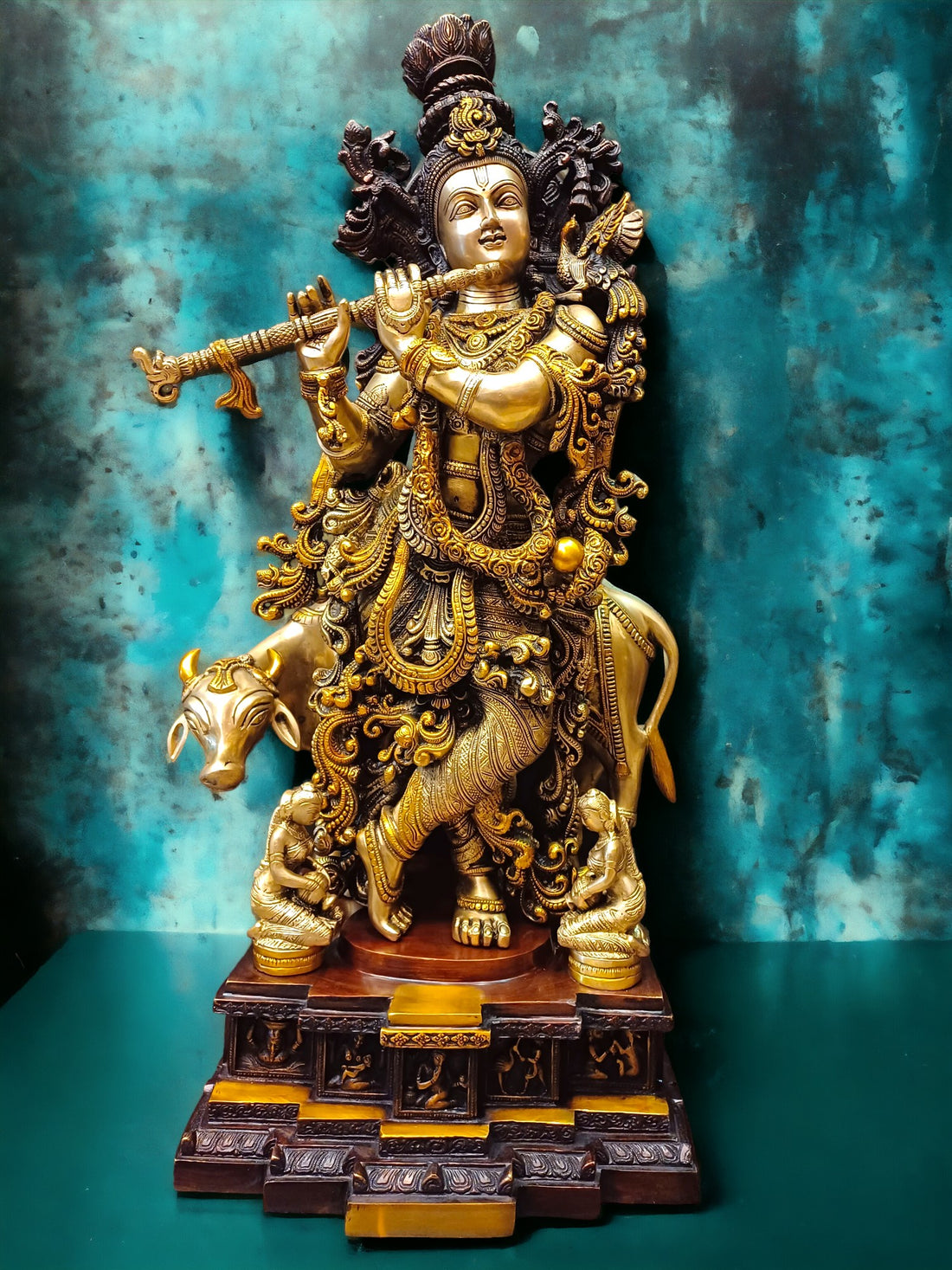 Tamas Krishna Statue With Cow (29 Inch/ 74cm)