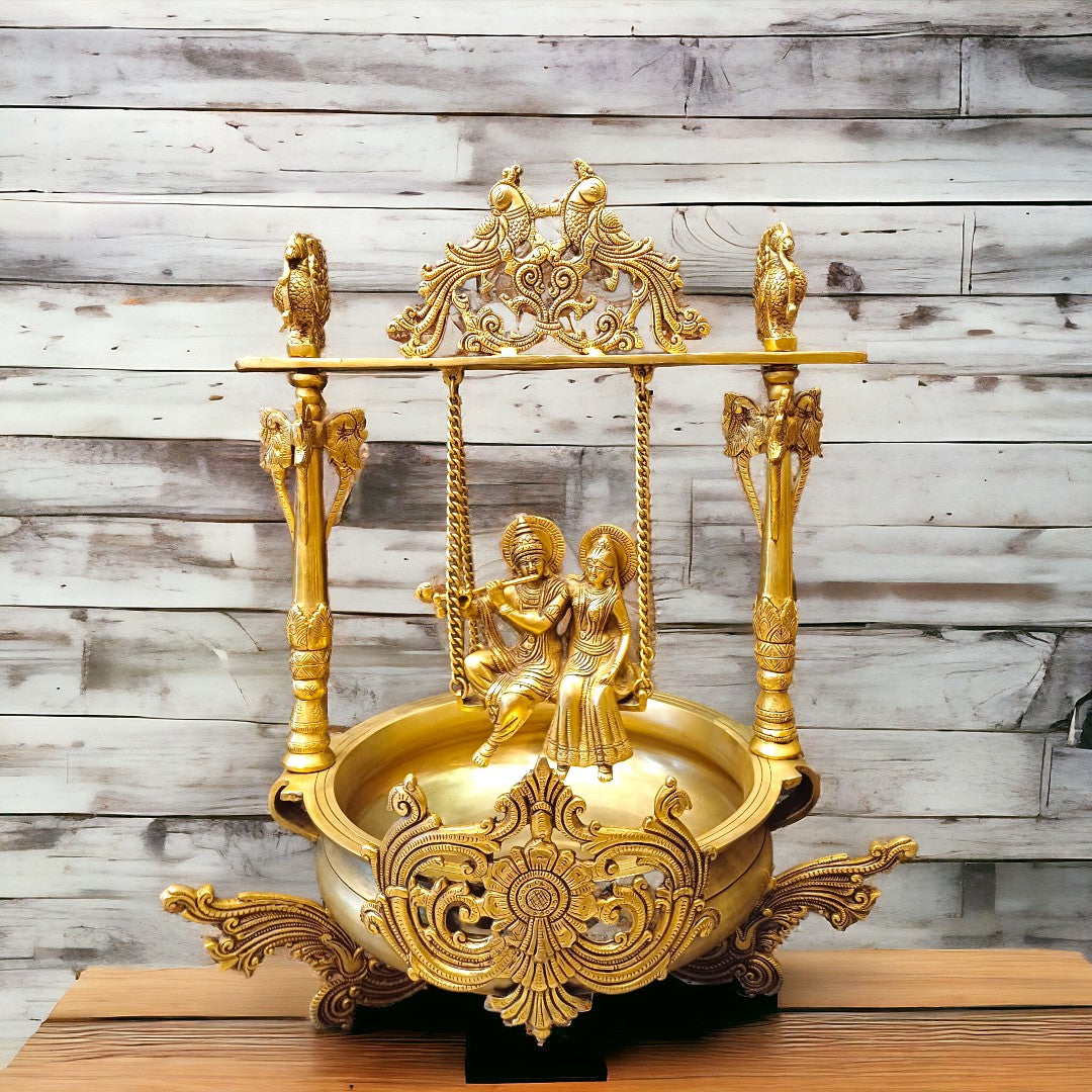 Tamas Brass Urli With Radha Krishna (25 Inches)