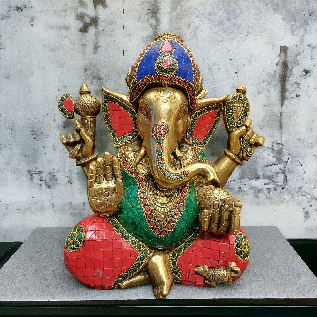 Tamas Brass Ganesh Stone (12 Inches)