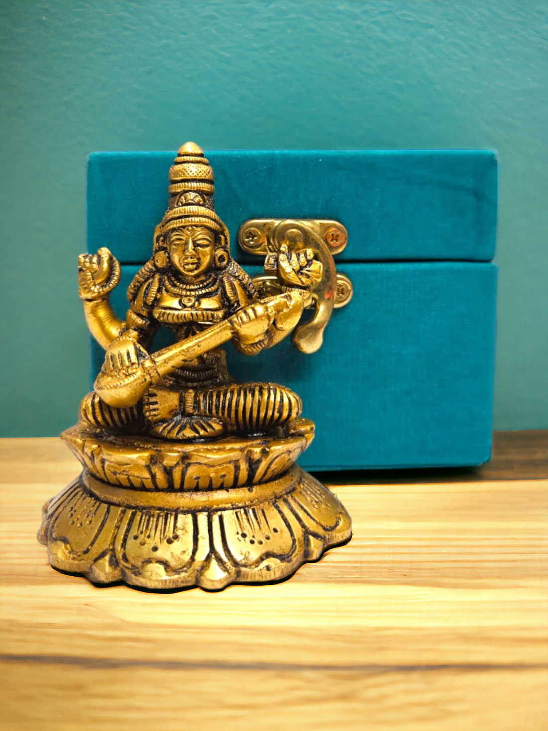 Tamas Brass Mini Saraswati Maa Idol (3 Inch)| Free Luxury Gift BOX