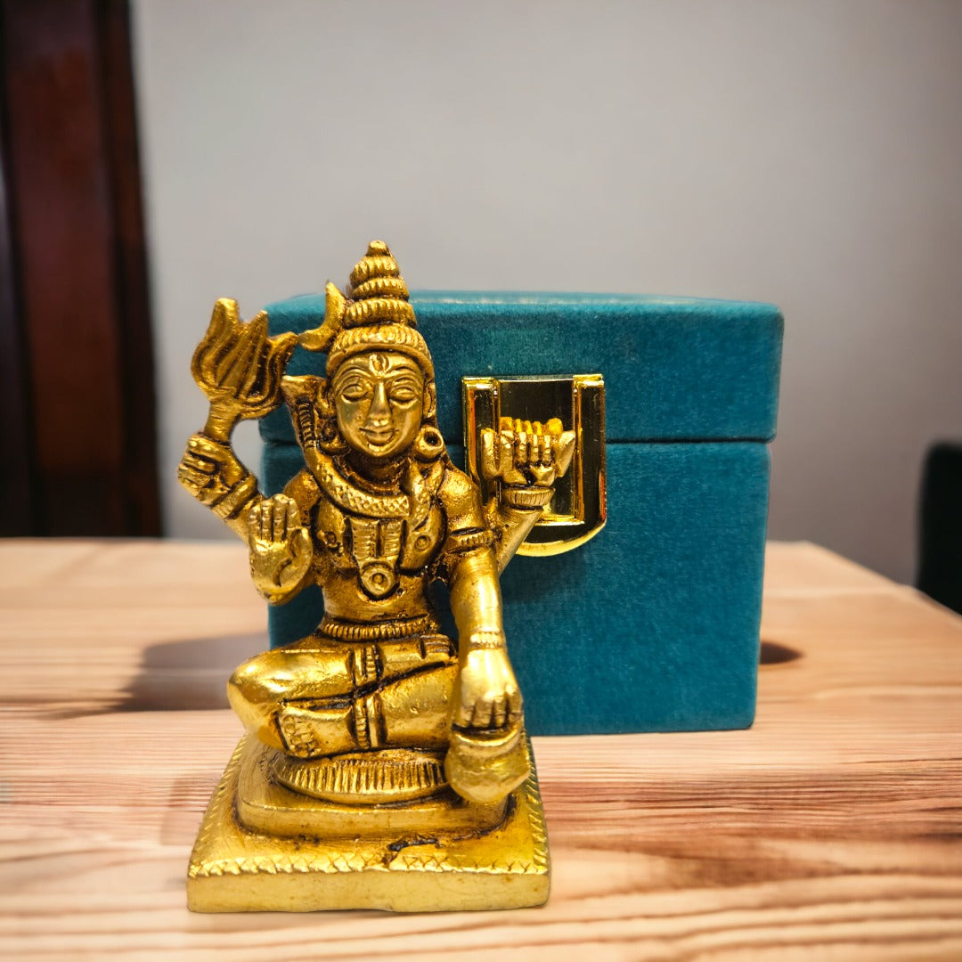 Tamas Brass Small Lord Shiva Statue (3 Inch)| Free Luxury Gift Box