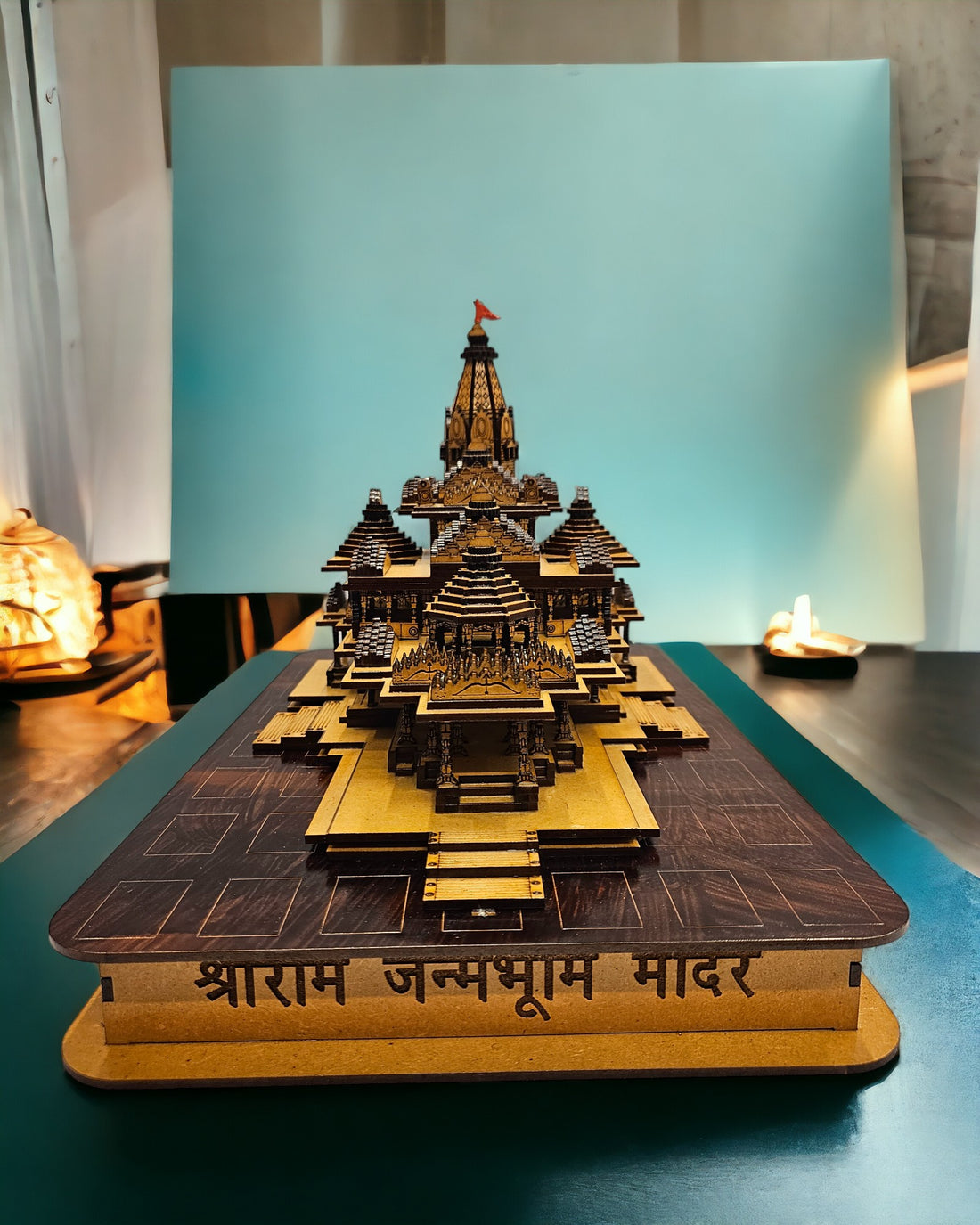 Tamas Pinewood Ram Mandir Ayodhya Hand-Crafted Miniature Replica