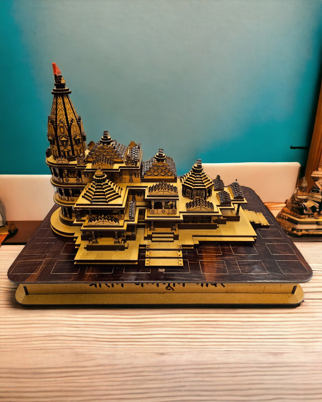 Tamas Pinewood Ram Mandir Ayodhya Hand-Crafted Miniature Replica