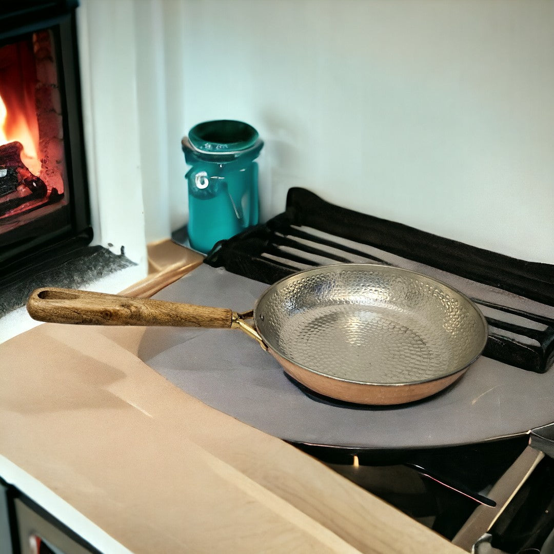 Copper Hammered frying Pan with Tin Coating