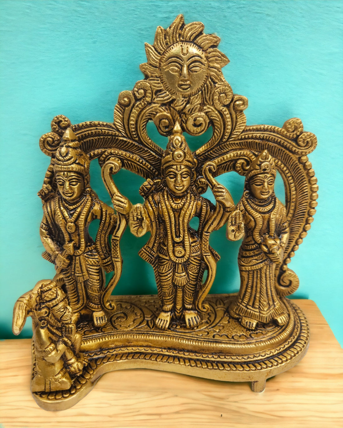 Brass Ram Darbar (7X6.5 X 3 inches) |Golden|Weight-1.33kg |Free Premium Gift Box