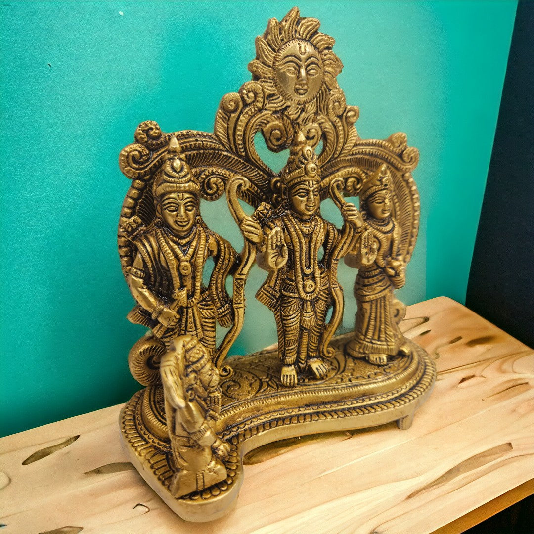 Brass Ram Darbar (7X6.5 X 3 inches) |Golden|Weight-1.33kg |Free Premium Gift Box