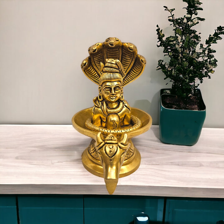 Brass Shivling with shiva bust| (6X4X5.6 inch) |Weight- 1kg