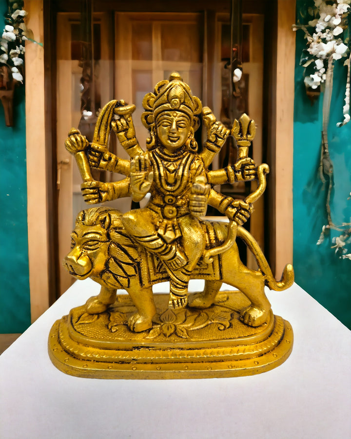 Brass Durga Maa|(4.6 X 4.8 X 2 inch) |Weight- 718 gm