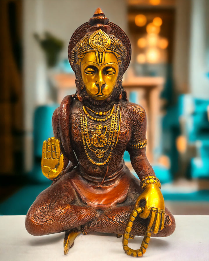 Hanuman sitting statue |Brown|(11.8 X 7.2 X 6.6 inch) |Weight - 5 kg