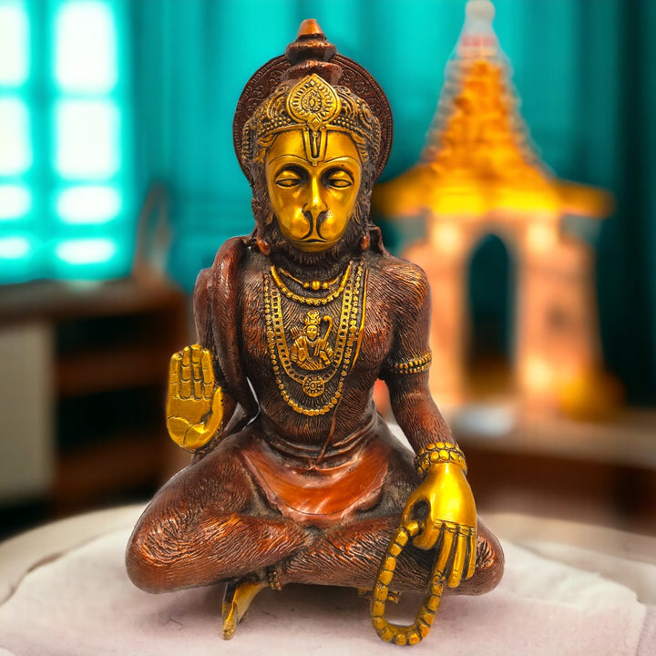 Hanuman sitting statue |Brown|(11.8 X 7.2 X 6.6 inch) |Weight - 5 kg