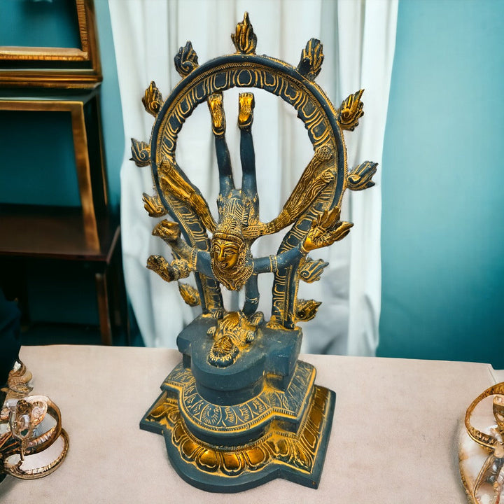 Brass Natraja shiva in cosmic dance | (12.2 X 7.6 X 4.6 inch)|Weight - 3 kg