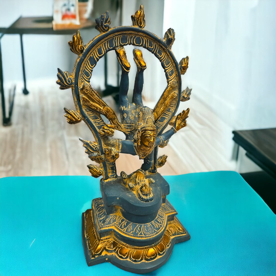 Brass Natraja shiva in cosmic dance | (30.98 X 19.30 X 11.68 cm )|Weight - 3 kg