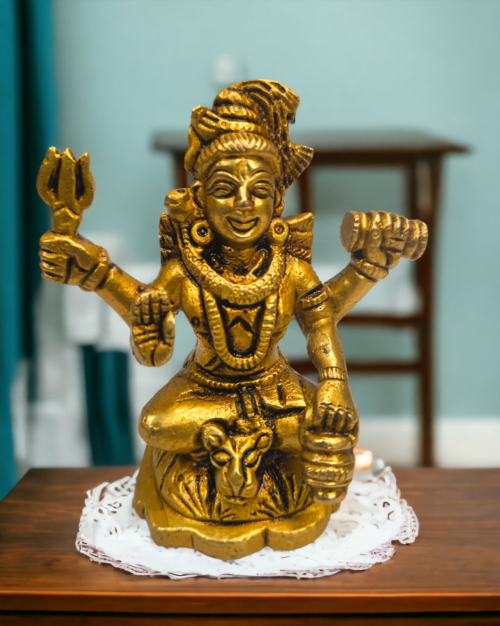 Brass Shiv Ji Statue |(3.6 X 3.2 X 2 inch) |Weight - 0.36 kg