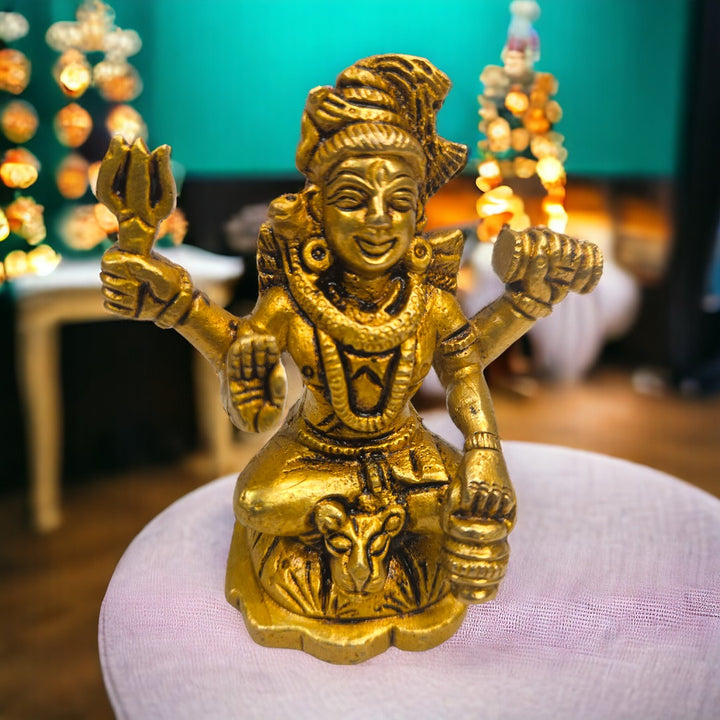 Brass Shiv Ji Statue |(3.6 X 3.2 X 2 inch) |Weight - 0.36 kg