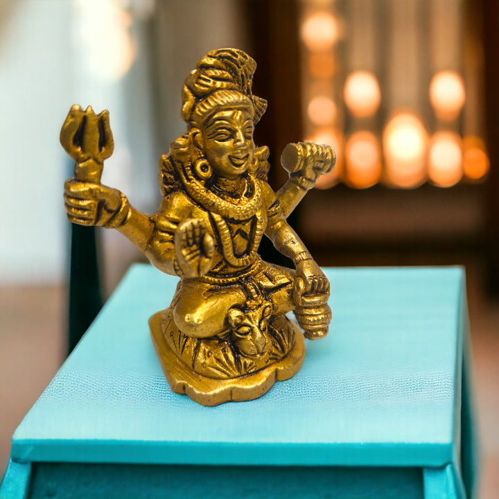 Brass Shiv Ji Statue |(3.6 X 3.2 X 2 inch) |Weight - 0.36 kg