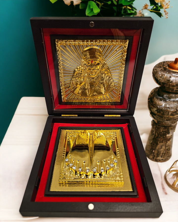 Gold Foil Om Sai Ram Gift \Pooja Box |(5.5 X 8.5 X 4.5 inch)|Weight-0.18 kg
