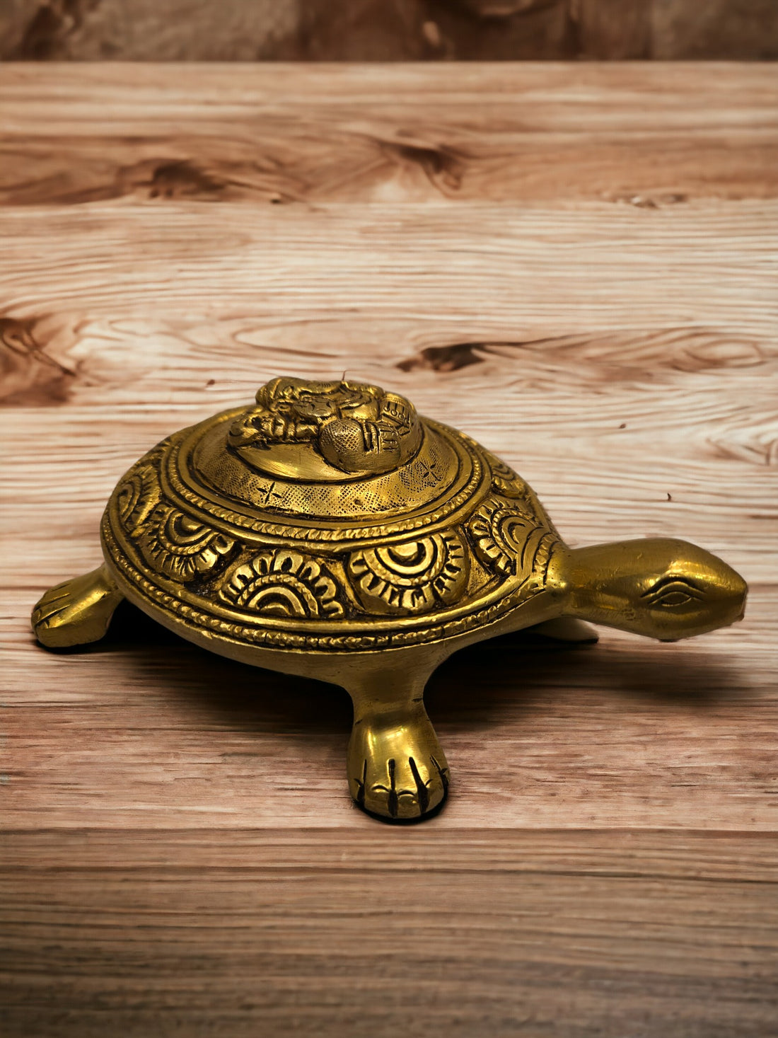 Tamas Brass Good Luck Ganesh Tortoise for Vastu(Golden) Height: 2 inches