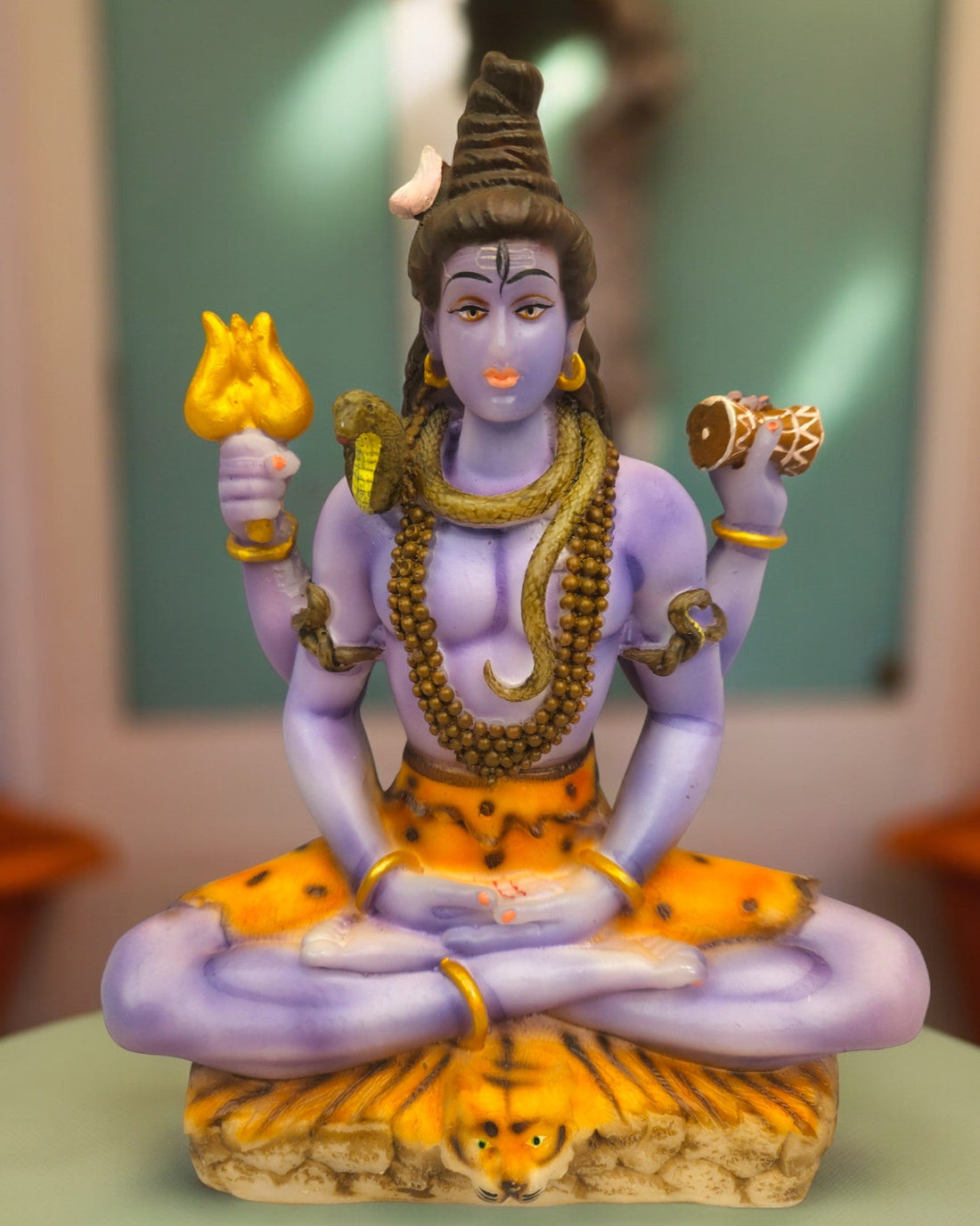 Shiv ji Idol |Polyresin, Blue|(8 X 7 X 3) inch|Weight-0.996 kg