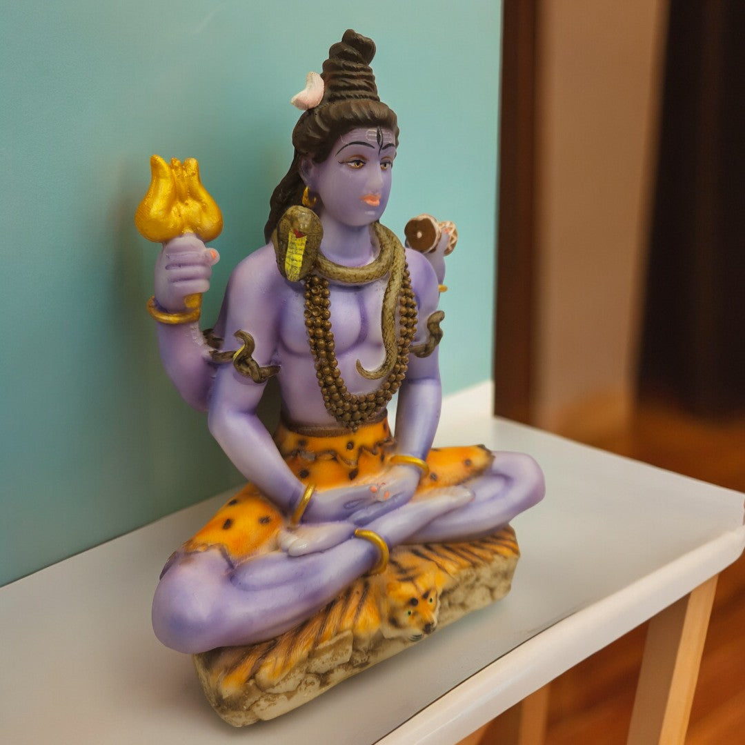 Shiv ji Idol |Polyresin, Blue|(8 X 7 X 3) inch|Weight-0.996 kg