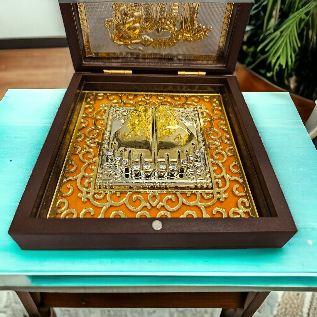 Gold Foil Jai Shri Ram Gift \Pooja Box |(5 X 4.5 X 4.5 inch)|Weight-0.18 kg