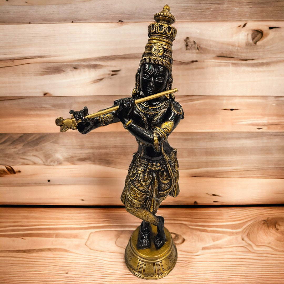 Tamas Brass Black Krishna Statue (26 Inch)