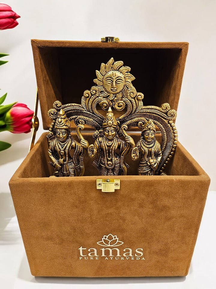 Brass Ram Darbar (7X6.5 X 3 inches) |Golden|Weight-1.33kg |Free Premium Gift Box