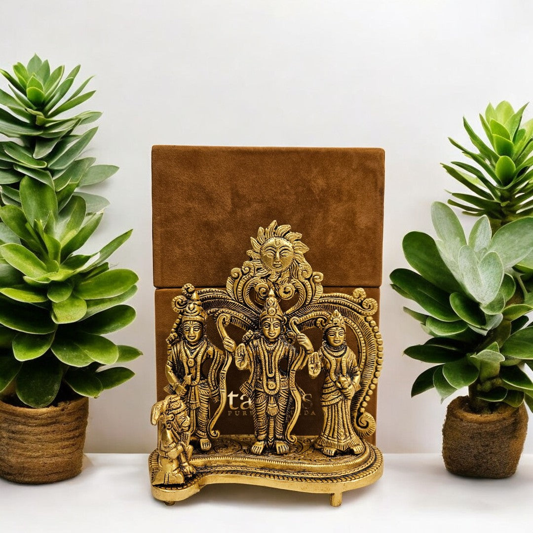 Brass Ram Darbar (7X6.5 X 3 inches) |Golden|Weight-1.33kg |Free Premium Gift Box