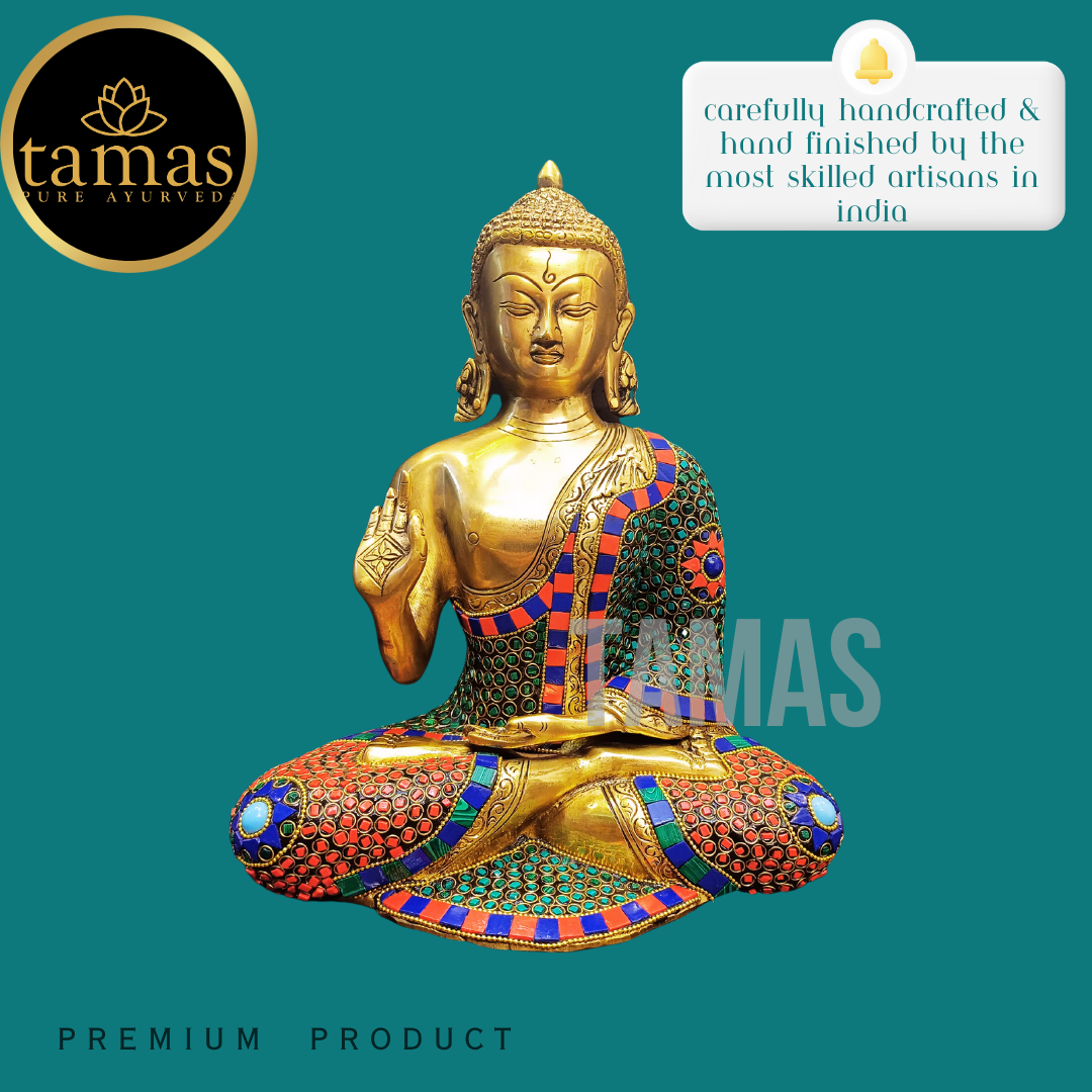 Tamas Stone Worked Buddha Statue (13 Inch)