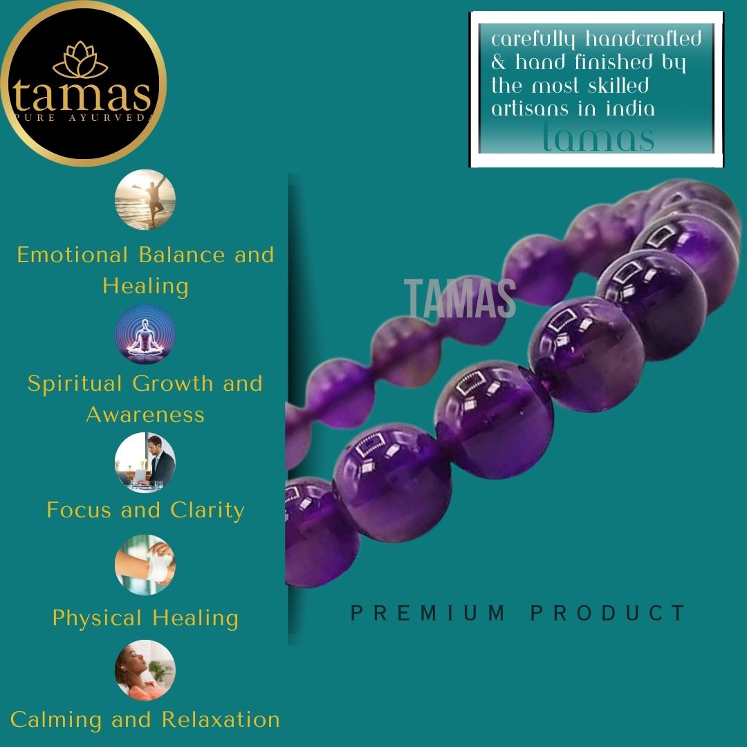 Tamas Amethyst Healing Crystal Stretchable Bracelet