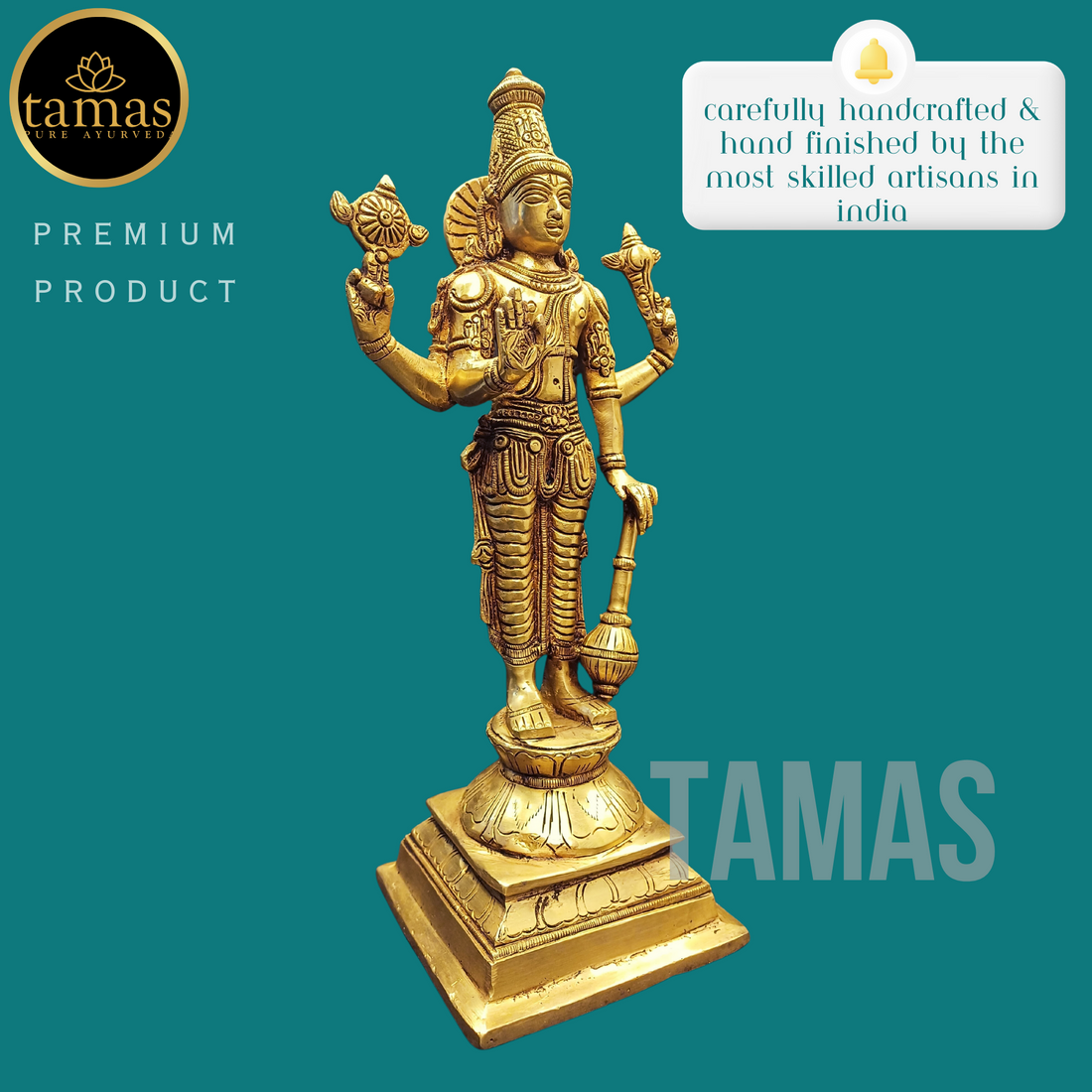 Tamas Brass Vishnu Ji Statue (11 Inches)