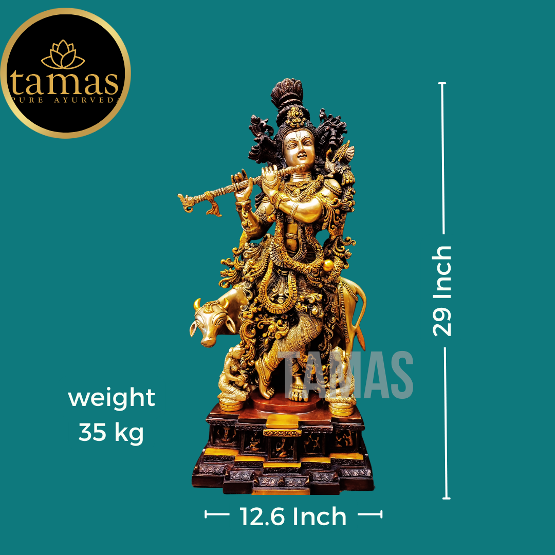 Tamas Krishna Statue With Cow (29 Inch/ 74cm)