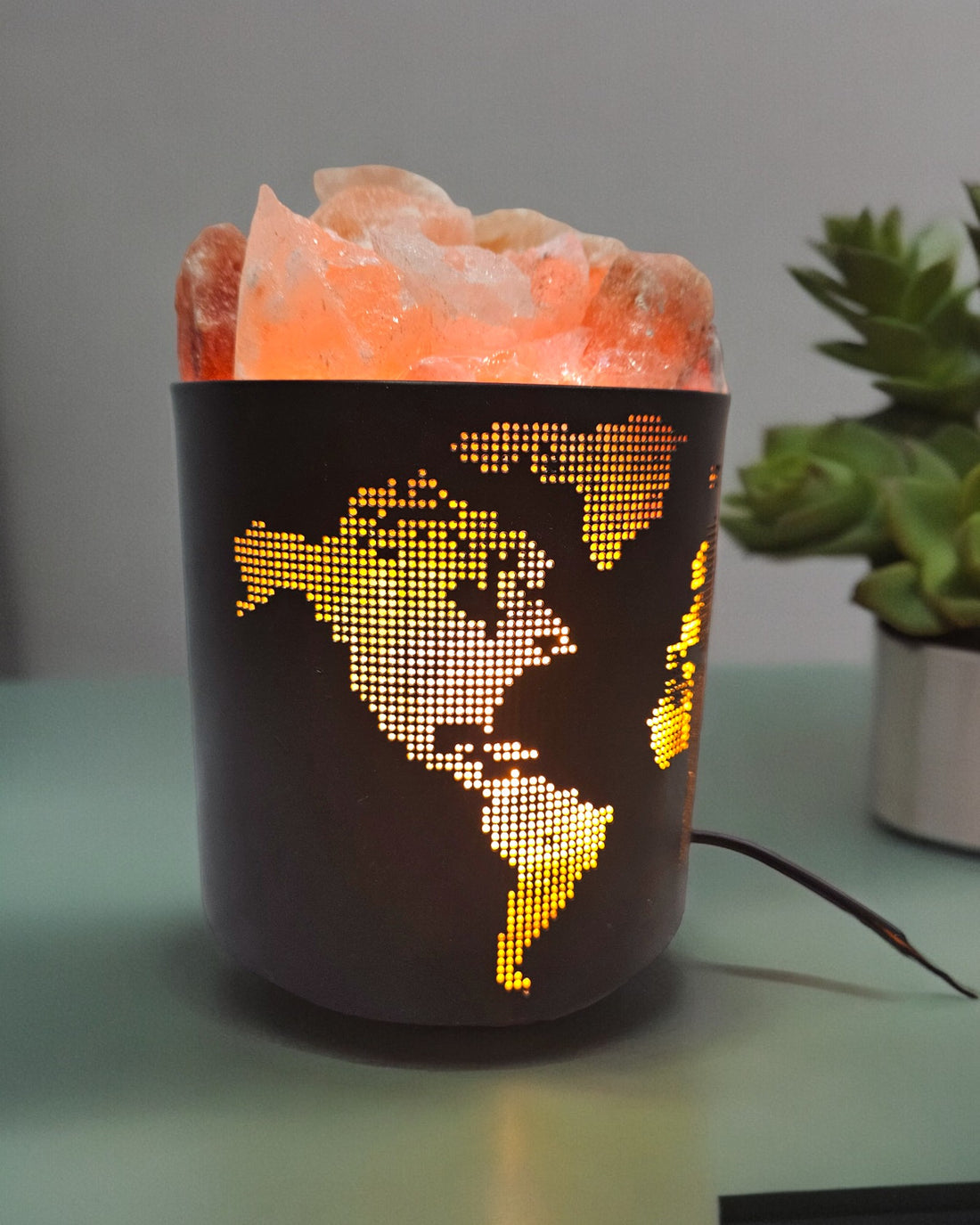 World Map Himalayan Rock Salt Lamp (6 Inch)