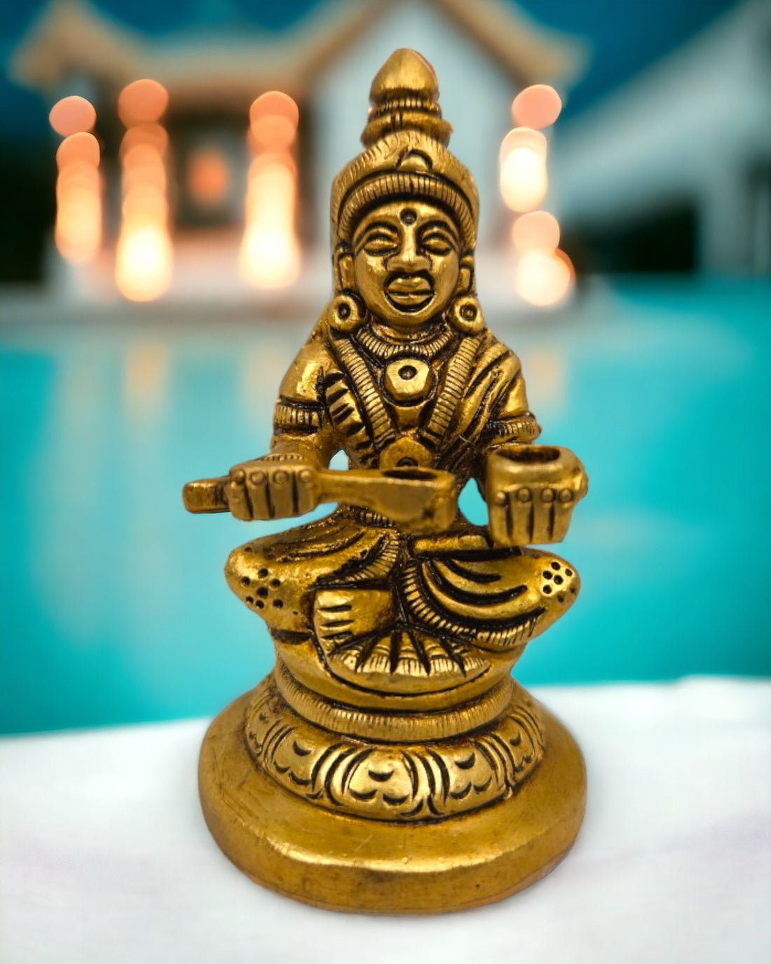 Brass Annapurna Handmade Statue/Idol(3 Inch)(Golden)