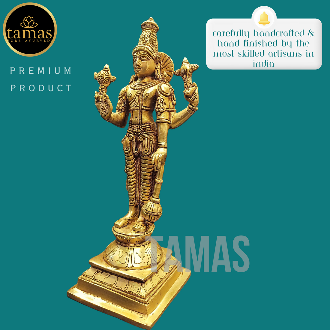 Tamas Brass Vishnu Ji Statue (11 Inches)