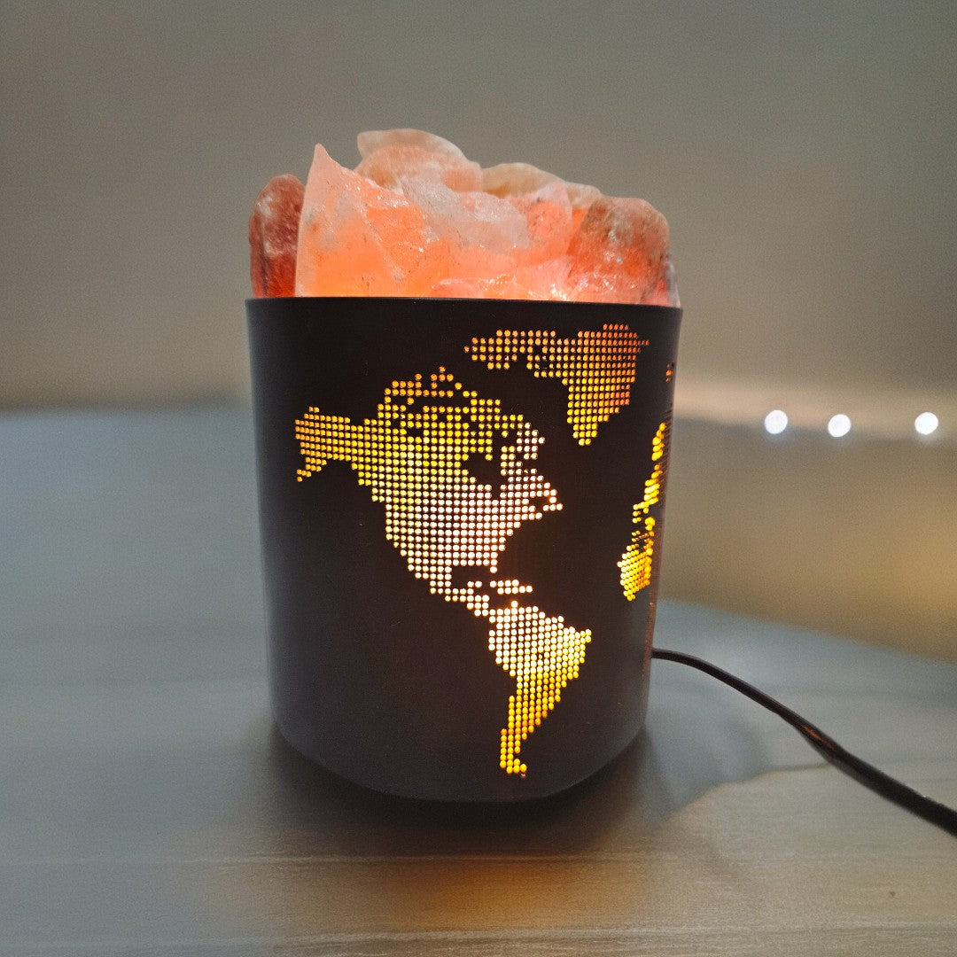 World Map Himalayan Rock Salt Lamp (6 Inch)