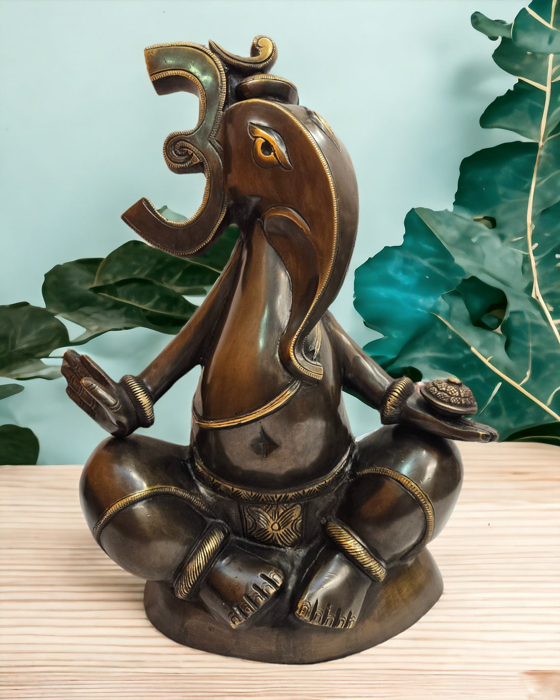 Brass Lord OM Ganesh Handicraft Statue/Idol (16.5 Inch) (Brown)