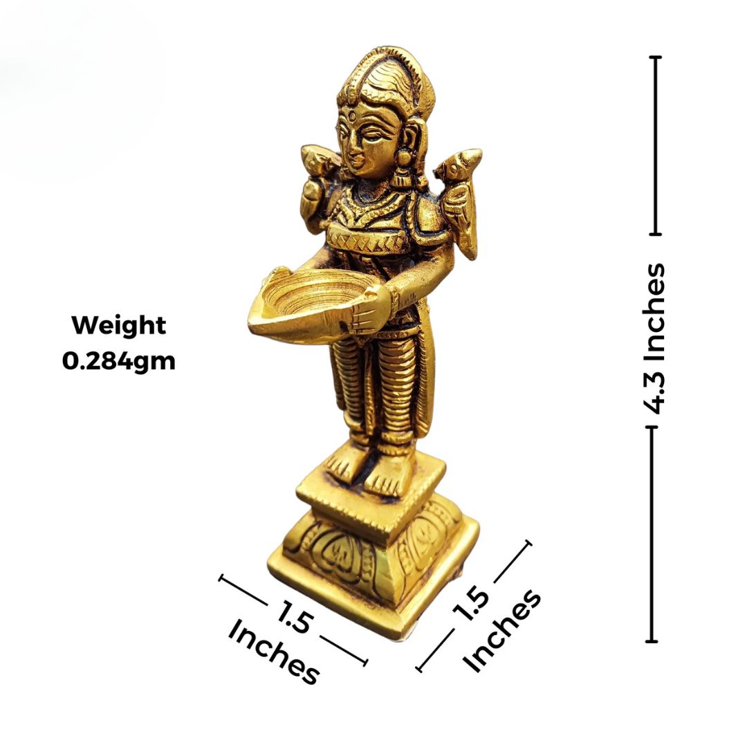 Tamas Brass Lady Holding a Lamp Statue (4.3 Inch)