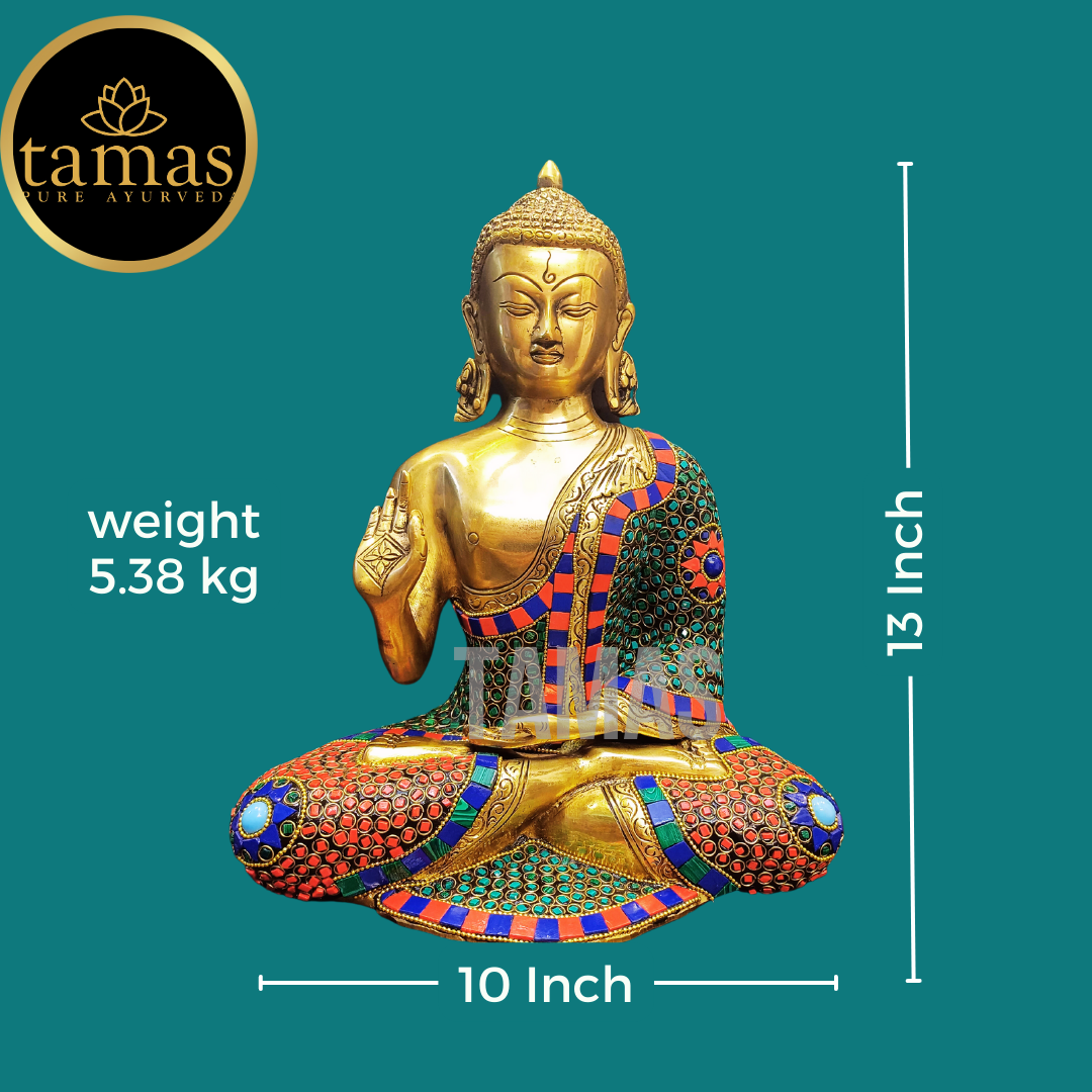 Tamas Stone Worked Buddha Statue (13 Inch)