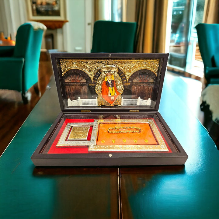 Gold Foil Shirdi Sai Baba Gift/Puja Box(5.5 Inch)(Multicolour)