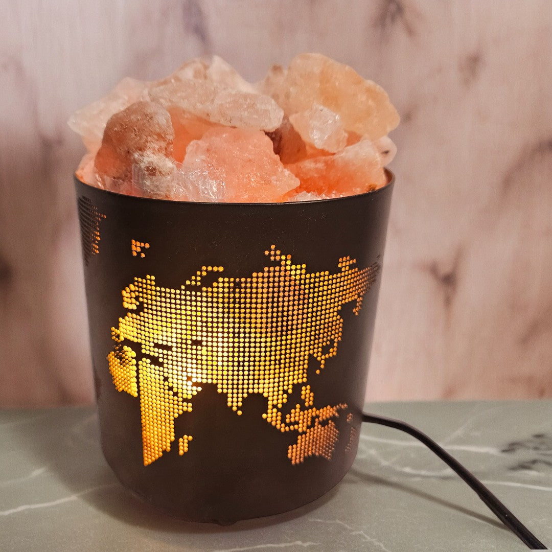 World Map Himalayan Rock Salt Lamp (6 Inch)