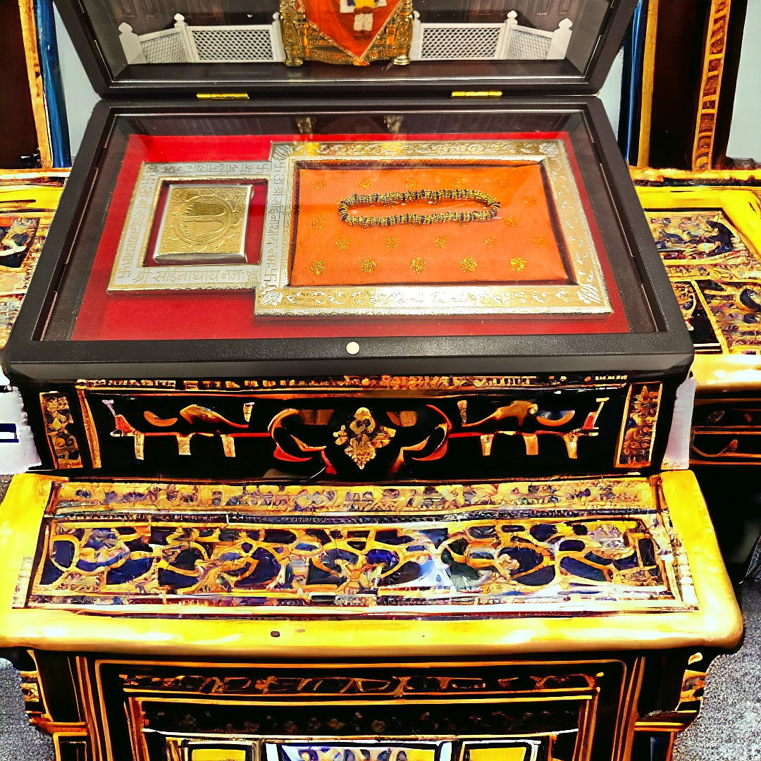 Gold Foil Shirdi Sai Baba Gift/Puja Box(5.5 Inch)(Multicolour)