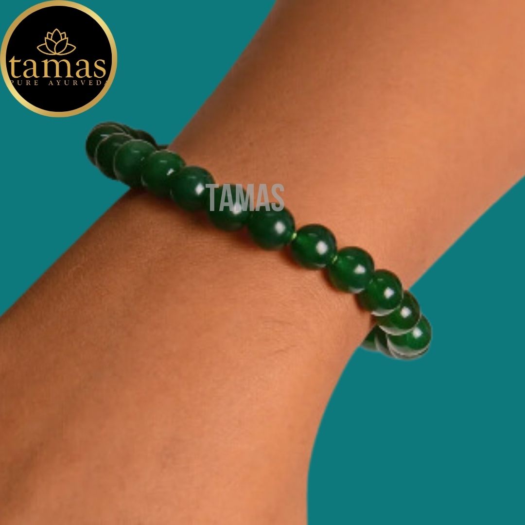 Tamas Green Jade Healing Crystal Stretchable Bracelet