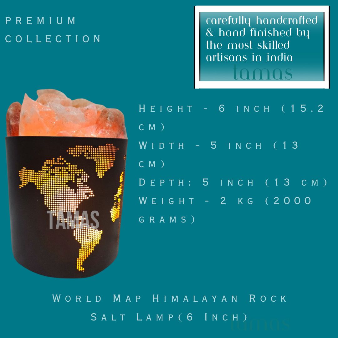 World Map Himalayan Rock Salt Lamp (6 Inch)