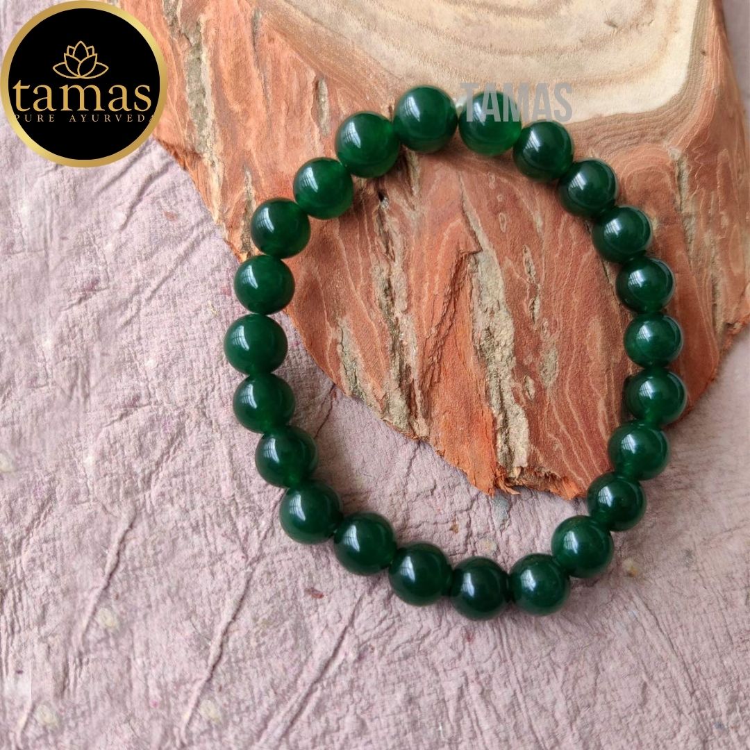 Tamas Green Jade Healing Crystal Stretchable Bracelet